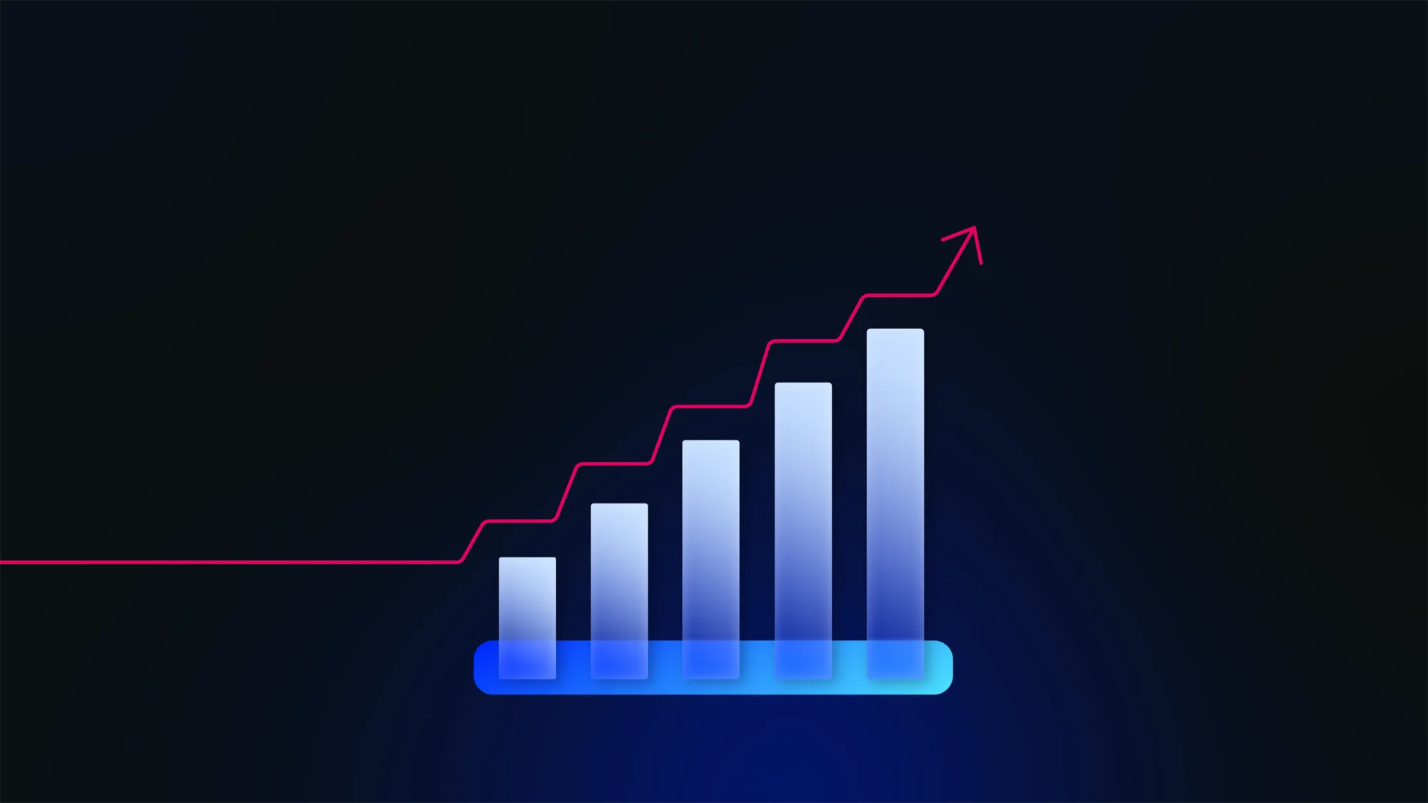 Datacom 2023 Illustration of a bar graph with a red arrow going up showing growth